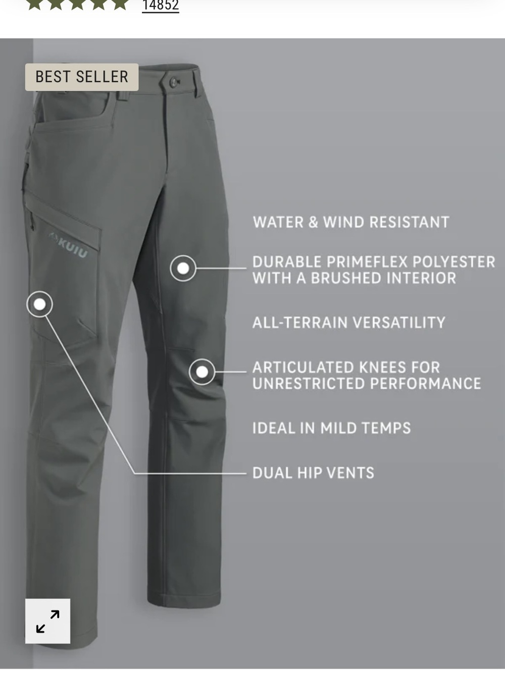 KUIU Men's attack pants Cargo 38 color stone - Picture 4 of 9